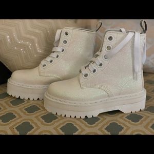 White Glitter Dr. Martens